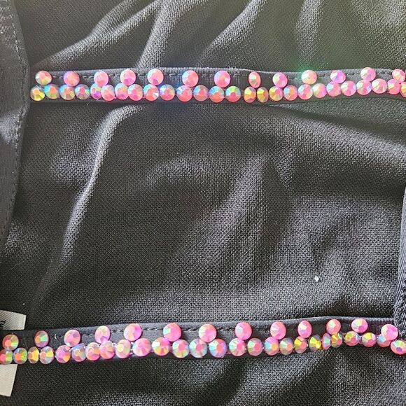 Weissman NWOT child medium semi custom dance costume black w pink rhinestones - Picture 6 of 11